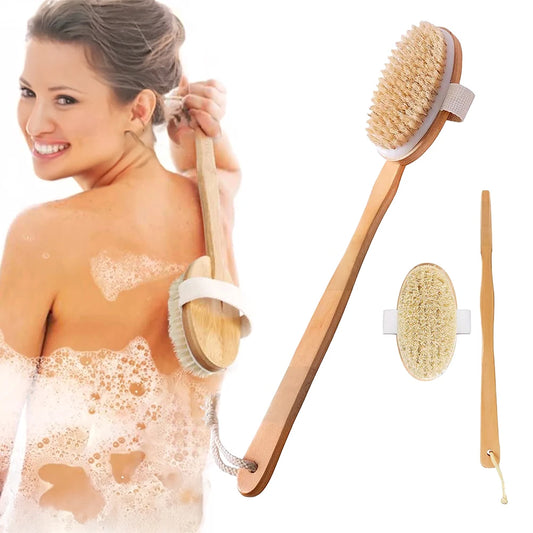 1Pc Wooden Detachable Long Handle Shower Body Brush Bathroom Wash Brushes Bathing Massager Back Exfoliating Brush Bath Tools