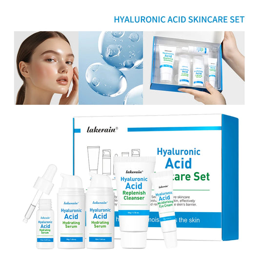 5-piece Set Hyaluronic Acid Skincare Set Essence Cleanser Eye Cream Face Cream Hydrating Moisturizing Repair Skin Care Product