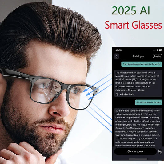 2025 AI Smart Glasses AI intelligent Voice Video Real-time Translation AI Conversation Q&A AI Intelligent Translation Women Men