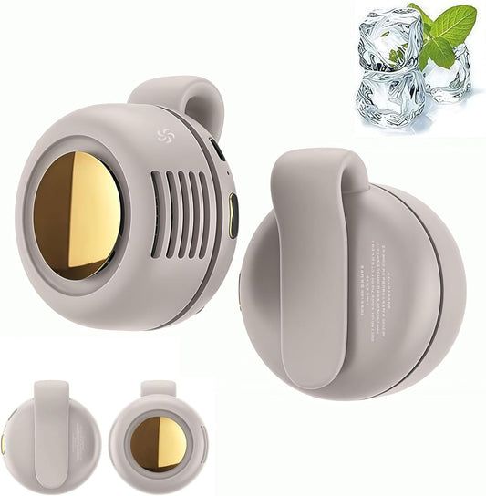 2025 New Portable Silent Mini Bladeless Electric Fan, Mini Bladeless Fan Clip On, 360° Rotatable, 3 Speeds, for Outdoor and Indoor (Beige)